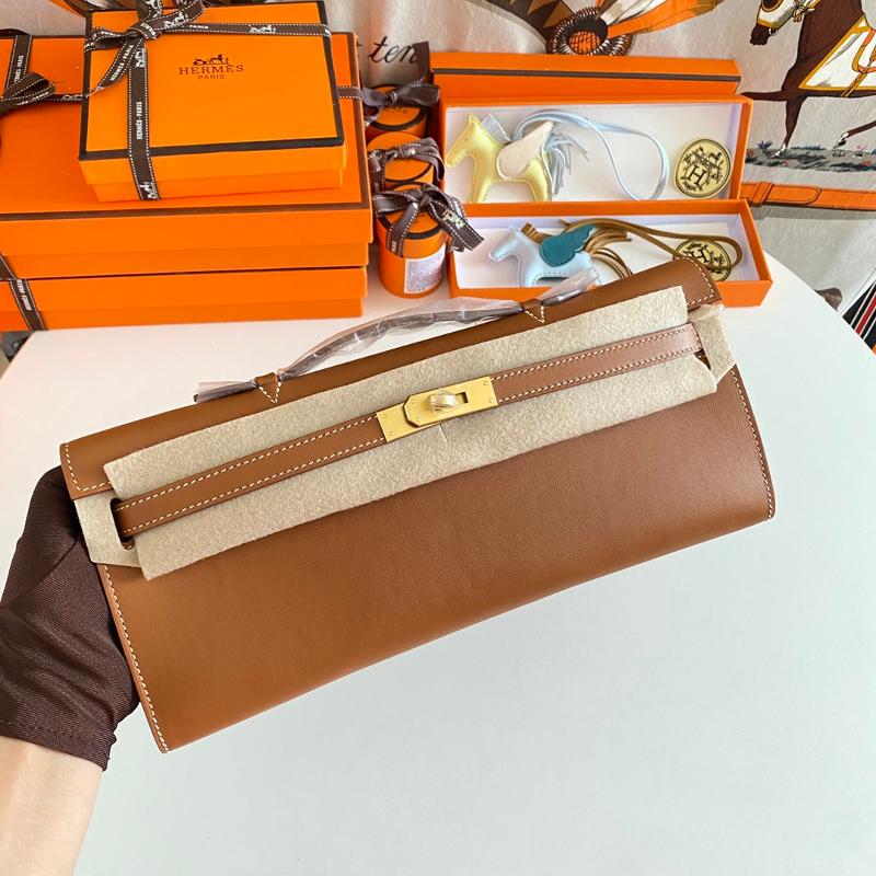 Hermes Kelly Cut31 Gold Buckle CK37 Gold Brown